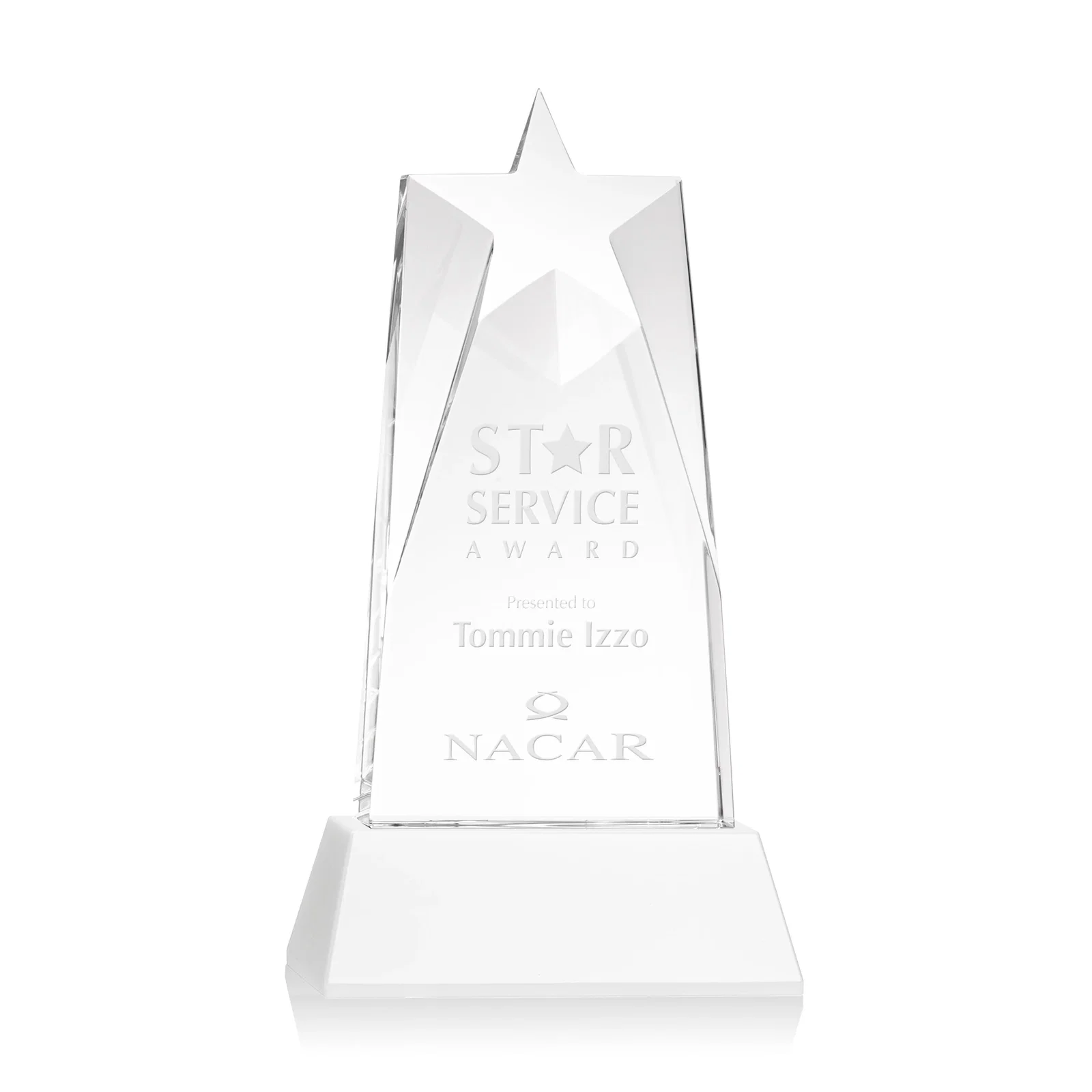 Promotional Optical Crystal Tower Award with Star-Shaped Cutout for graduation ceremonies