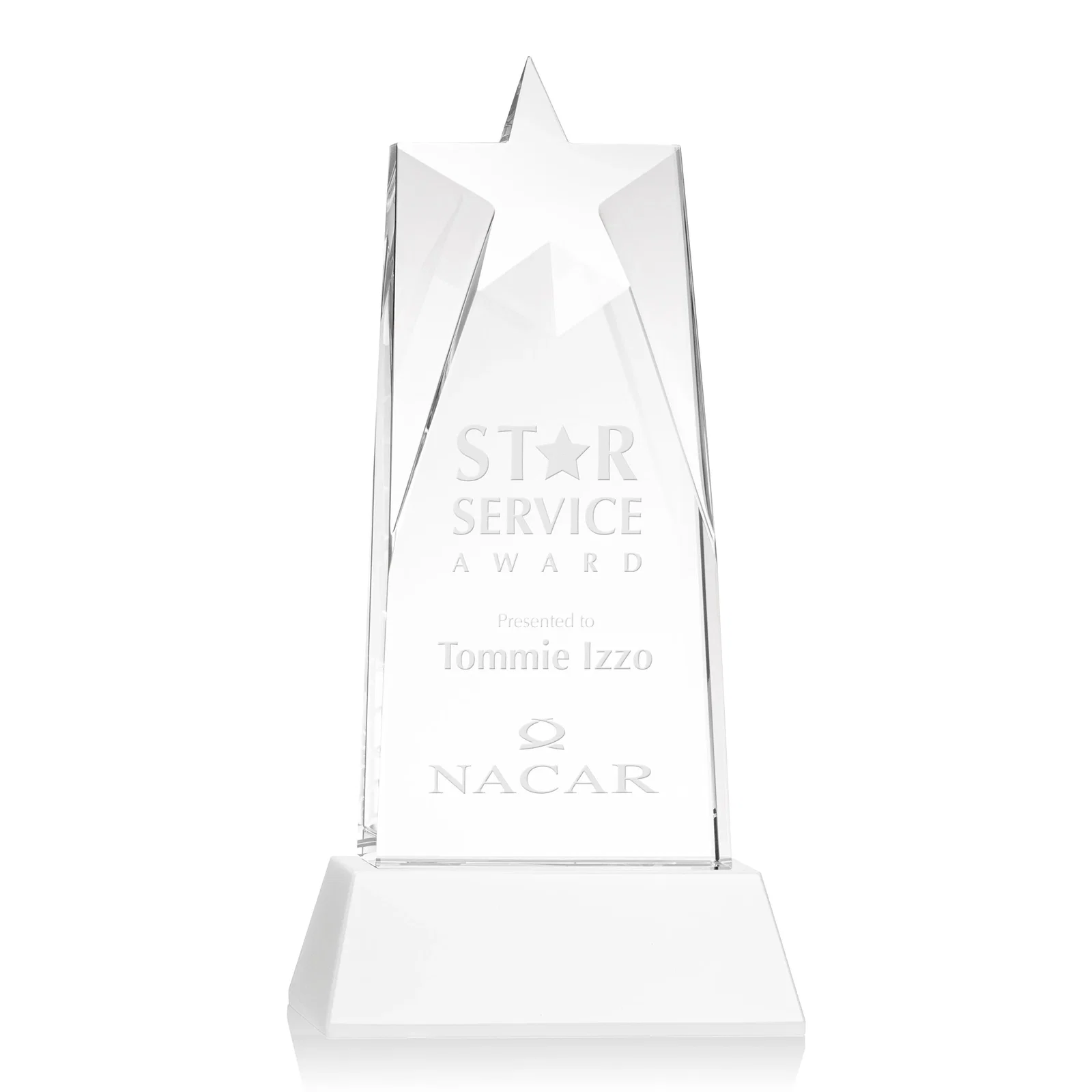 Promotional Optical Crystal Tower Award with Star-Shaped Cutout for safety achievement programs