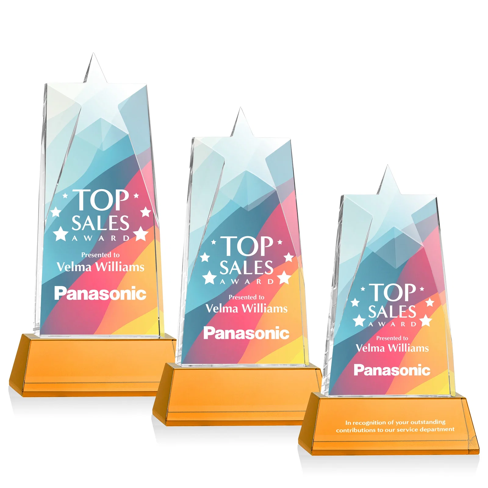 Promotional Optical Crystal Tower Award with Star-Shaped Cutout for volunteer appreciation