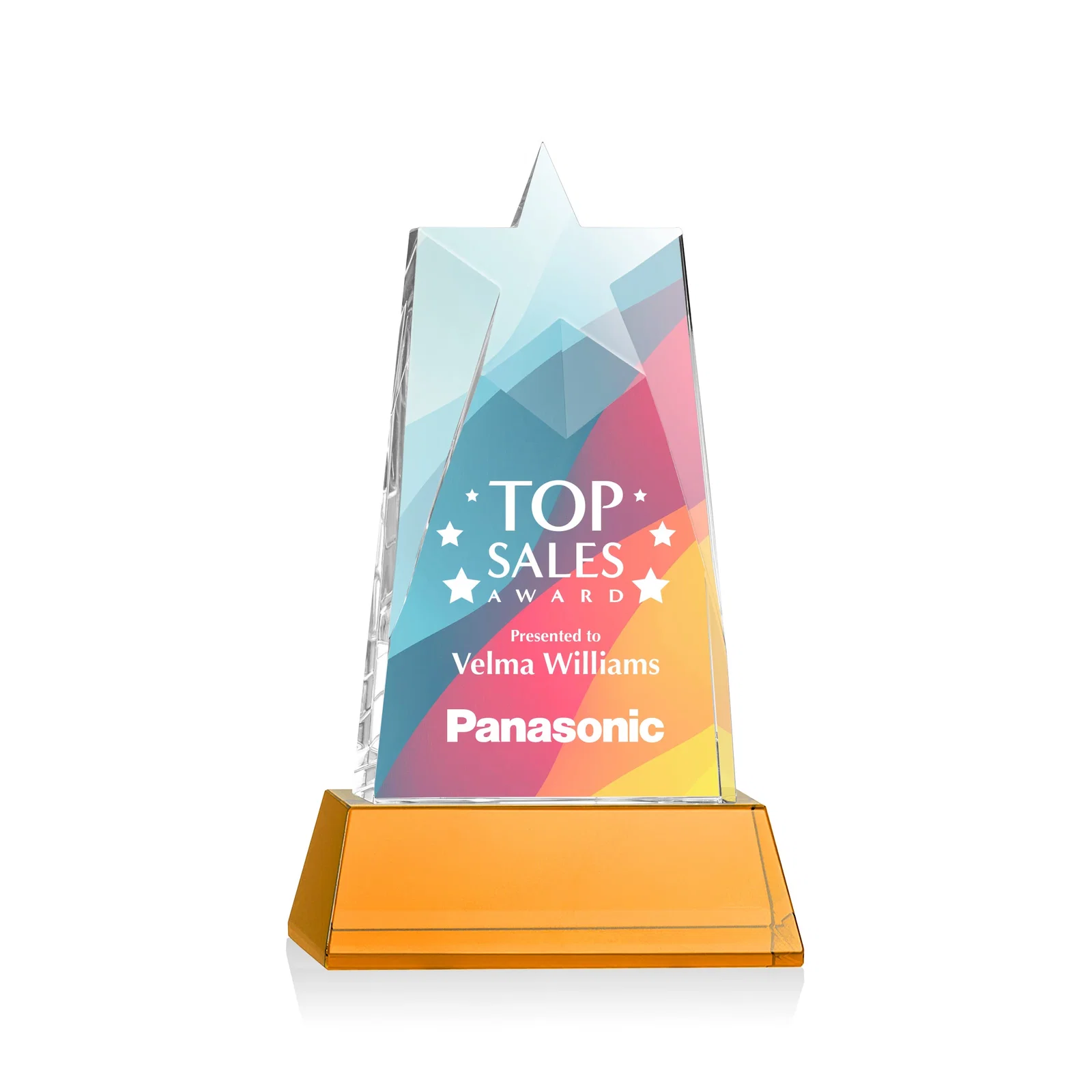 Promotional Optical Crystal Tower Award with Star-Shaped Cutout for dealer and partner awards