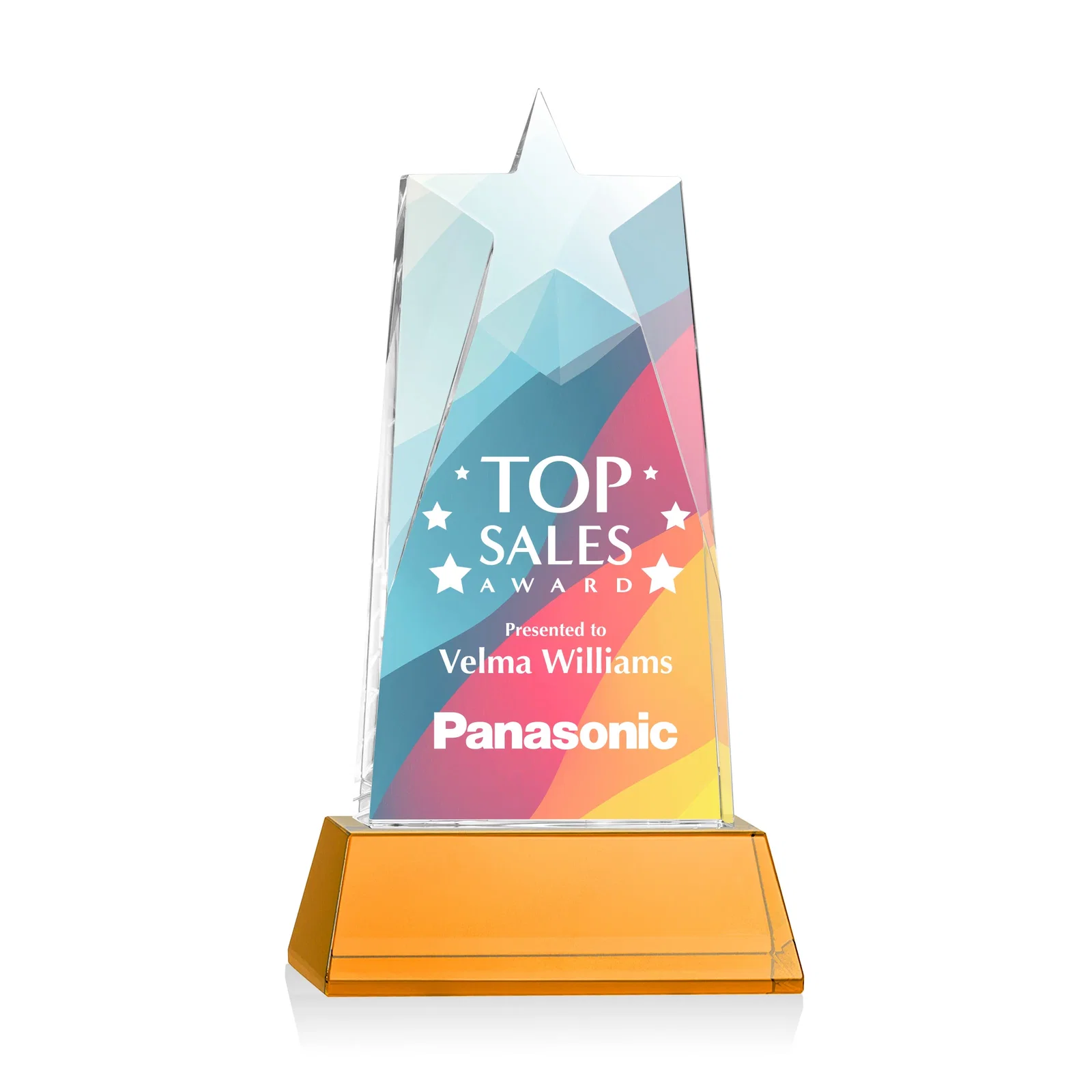 Promotional Optical Crystal Tower Award with Star-Shaped Cutout for company anniversary events