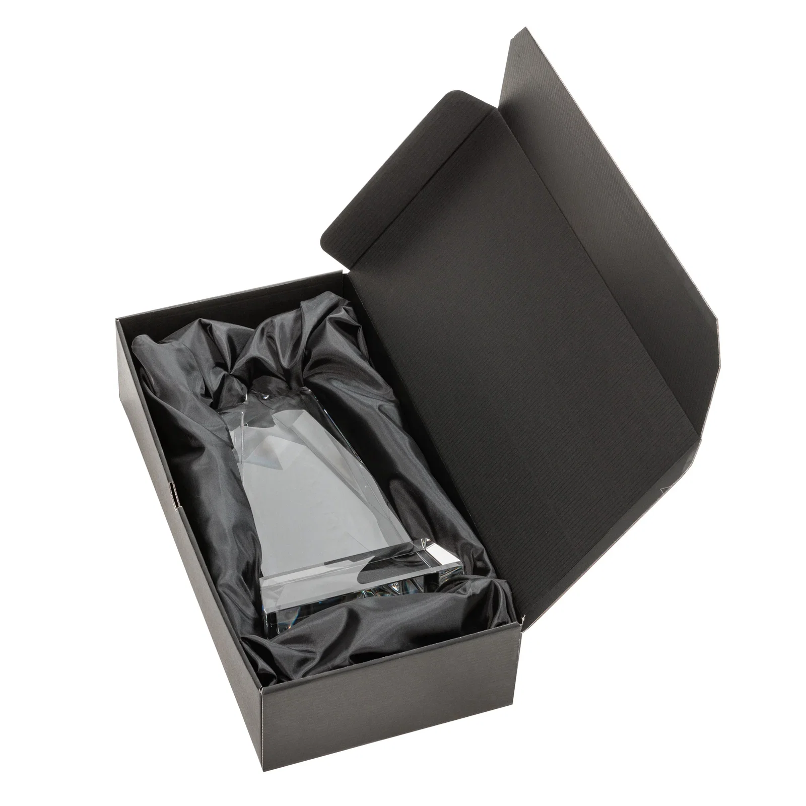 Custom Optical Crystal Tower Award with Star-Shaped Cutout for retirement presentations