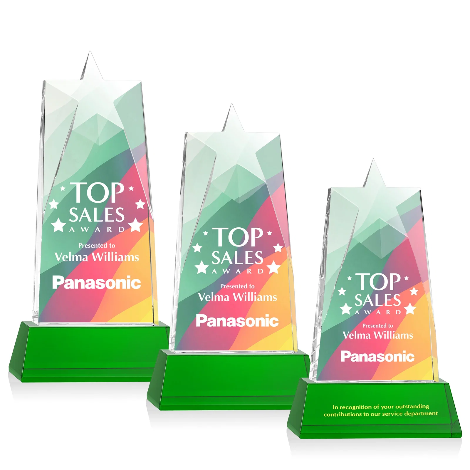 Branded Optical Crystal Tower Award with Star-Shaped Cutout for team milestone celebrations