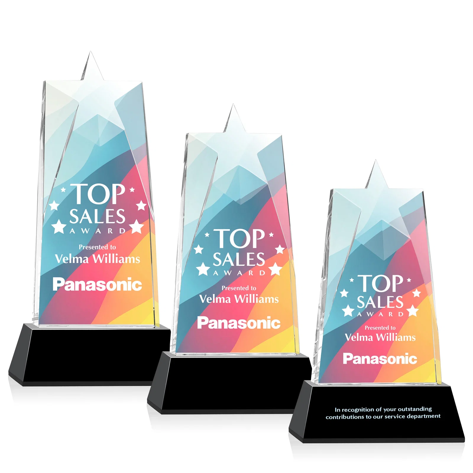 Branded Optical Crystal Tower Award with Star-Shaped Cutout for volunteer appreciation