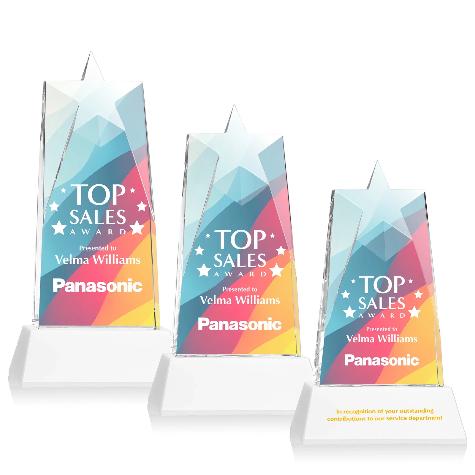 Customized Optical Crystal Tower Award with Star-Shaped Cutout for corporate award ceremonies