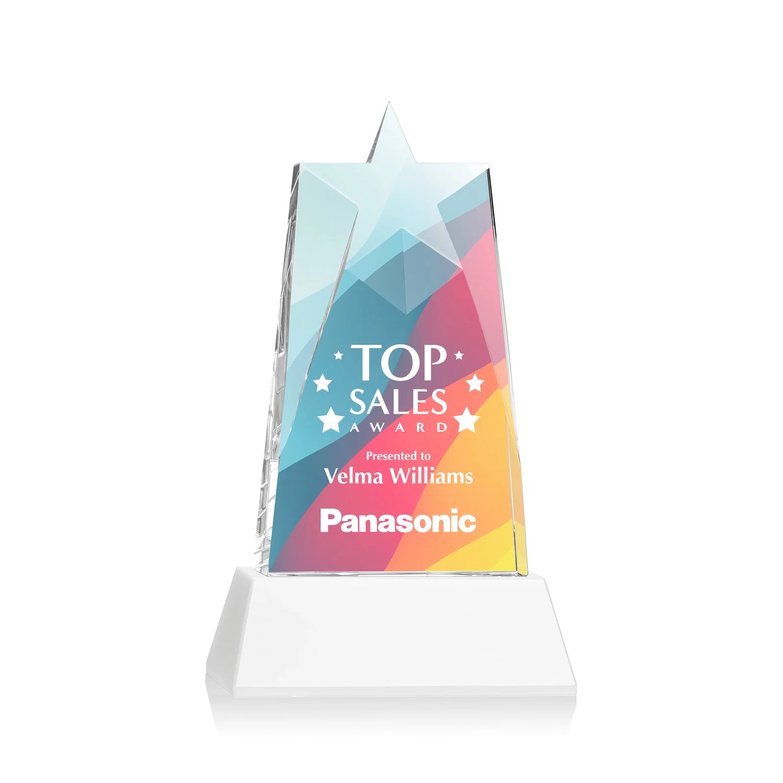 Customized Optical Crystal Tower Award with Star-Shaped Cutout for service anniversary gifts