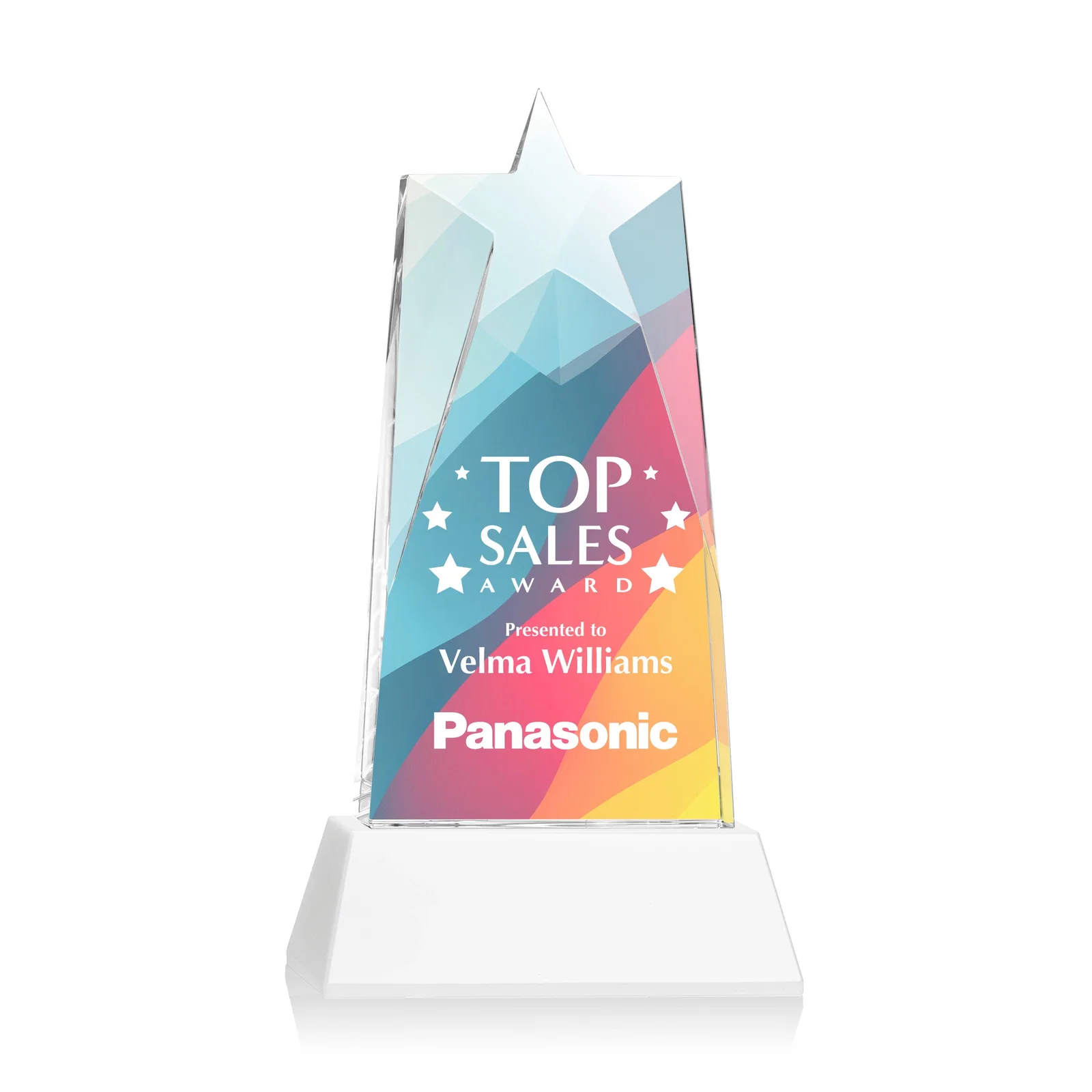 Customized Optical Crystal Tower Award with Star-Shaped Cutout for sales achievement awards
