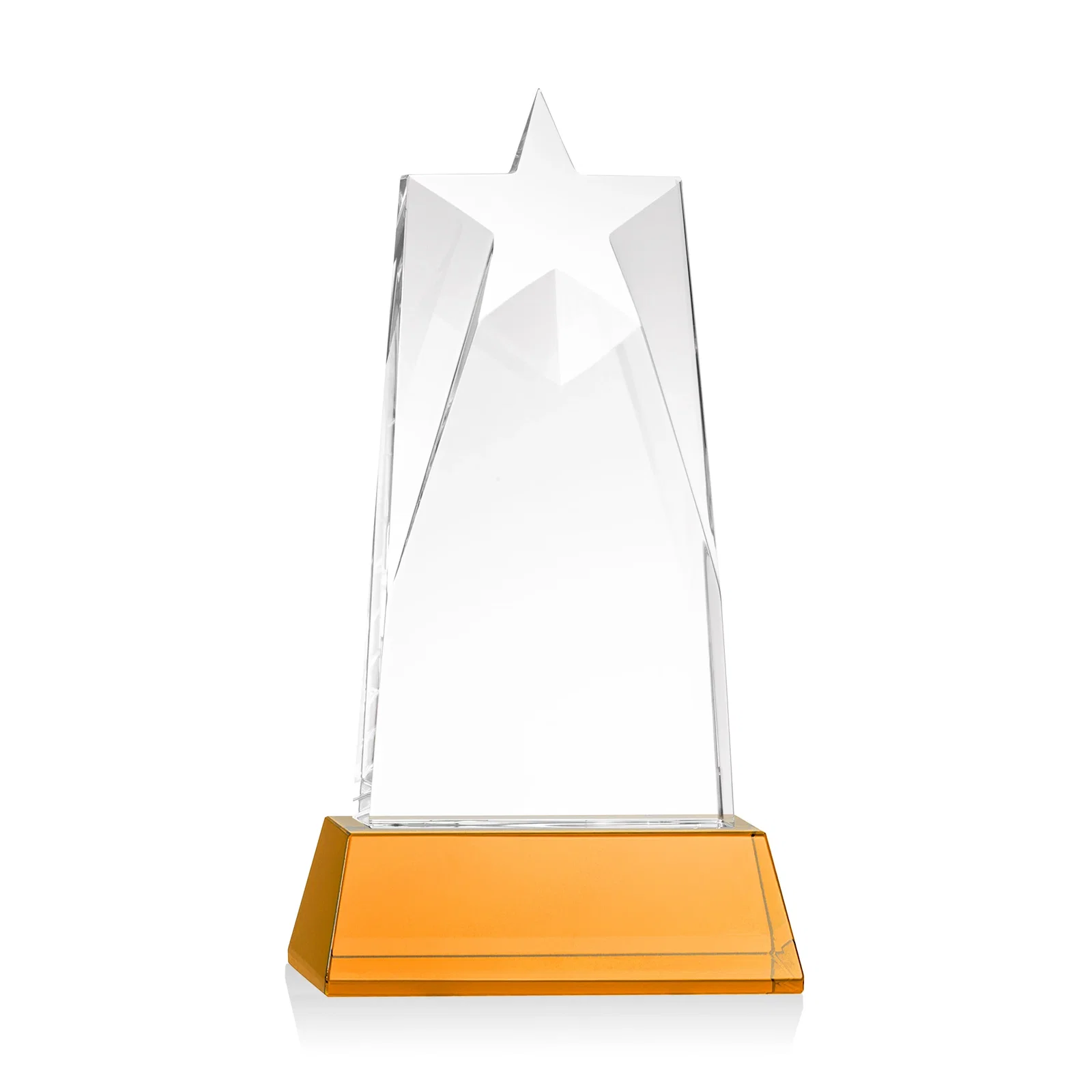 Customized Optical Crystal Tower Award with Star-Shaped Cutout for donor appreciation