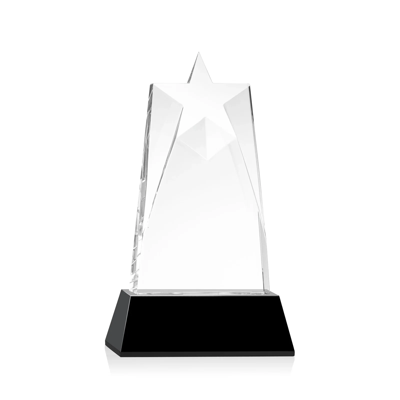 Custom engraved Optical Crystal Tower Award with Star-Shaped Cutout for service anniversary gifts