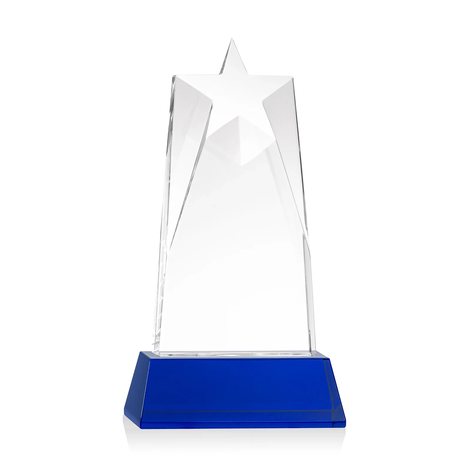 Custom engraved Optical Crystal Tower Award with Star-Shaped Cutout for donor appreciation
