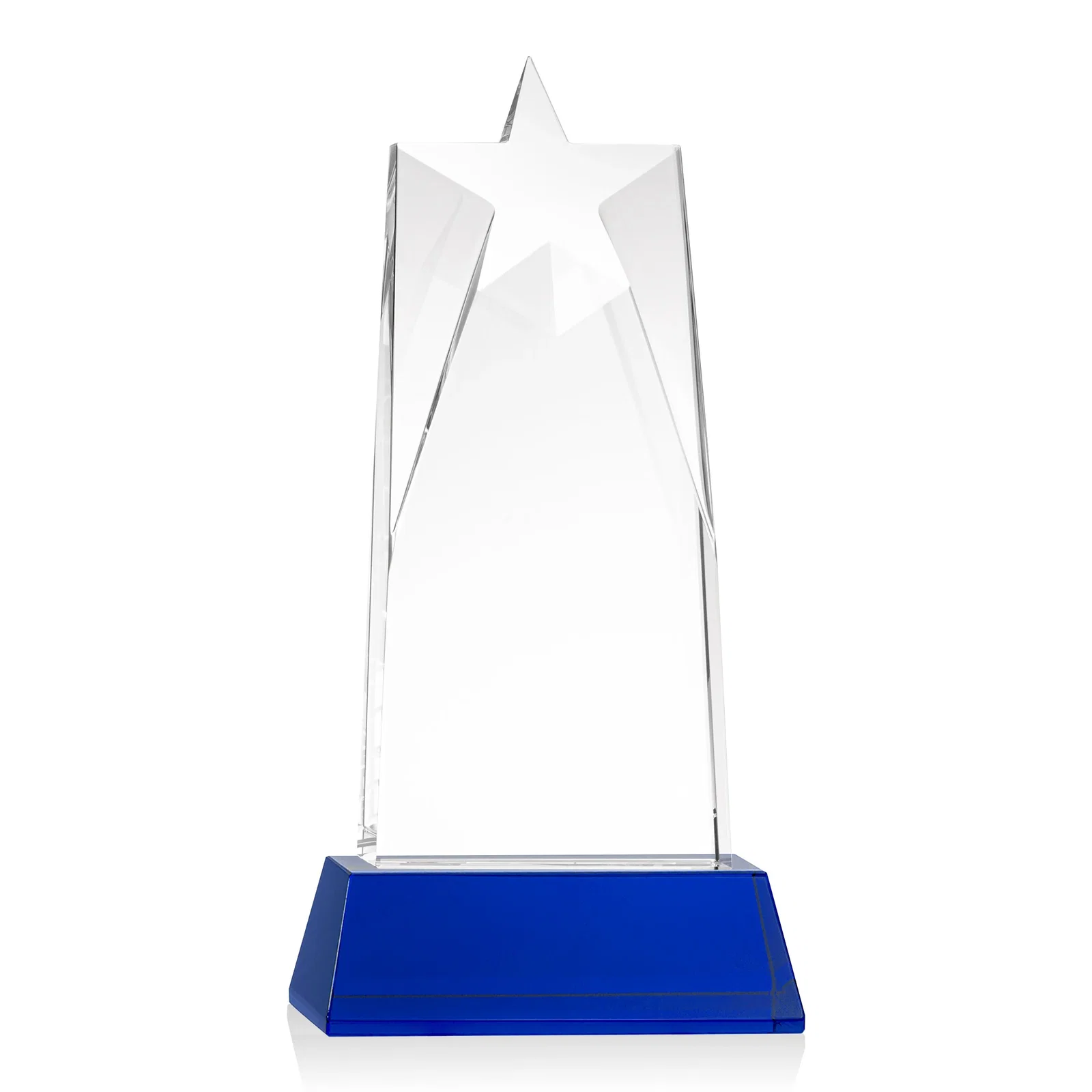 Custom engraved Optical Crystal Tower Award with Star-Shaped Cutout for graduation ceremonies