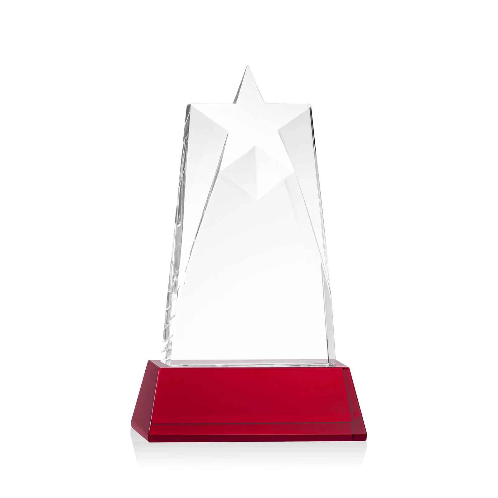 Custom engraved Optical Crystal Tower Award with Star-Shaped Cutout for safety achievement programs
