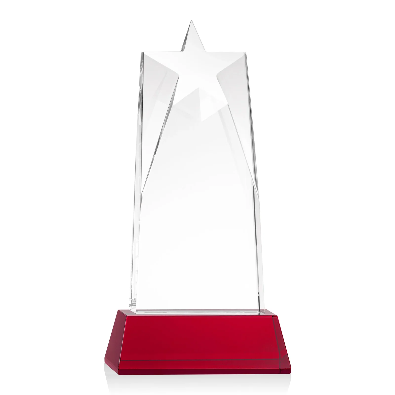 Custom engraved Optical Crystal Tower Award with Star-Shaped Cutout for dealer and partner awards