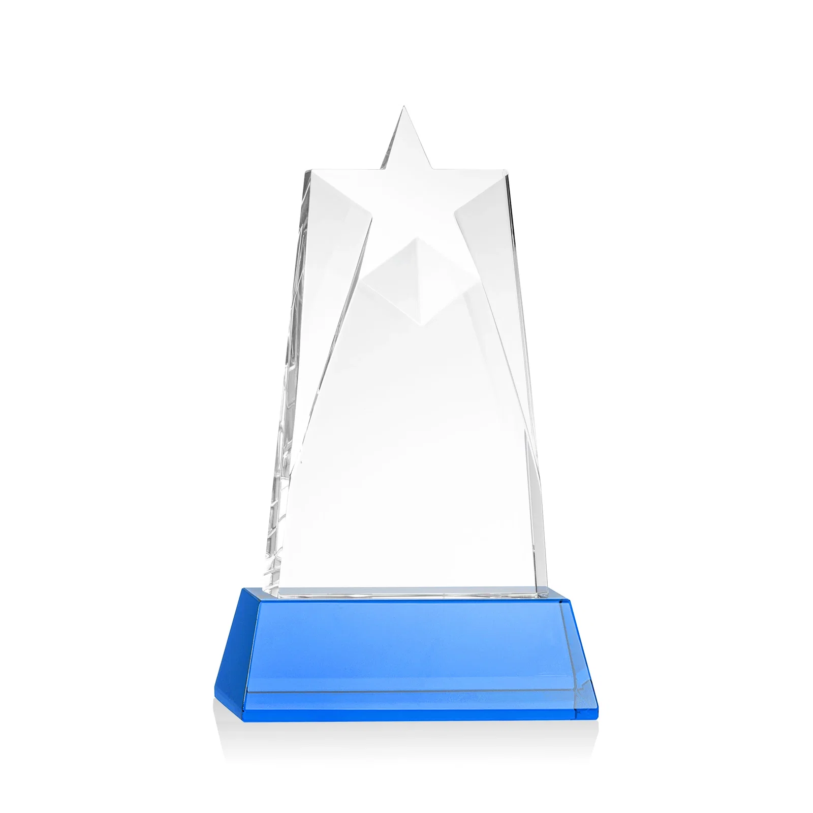 Custom engraved Optical Crystal Tower Award with Star-Shaped Cutout for company anniversary events