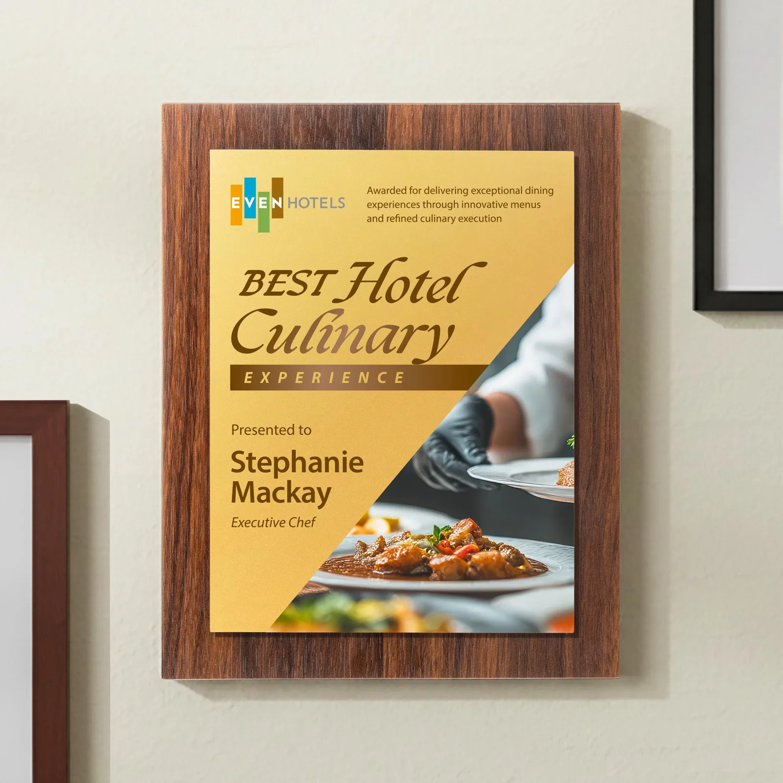 Personalized Walnut Wall Plaque With Gold Engraving Plate for retirement presentations