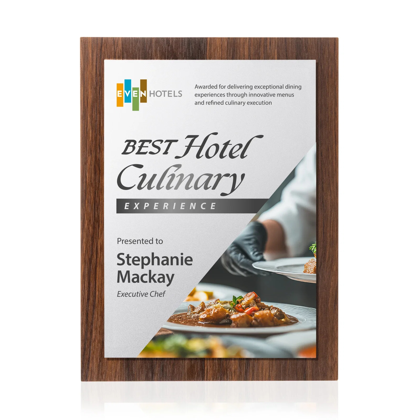 Personalized Walnut Wall Plaque With Gold Engraving Plate for safety achievement programs
