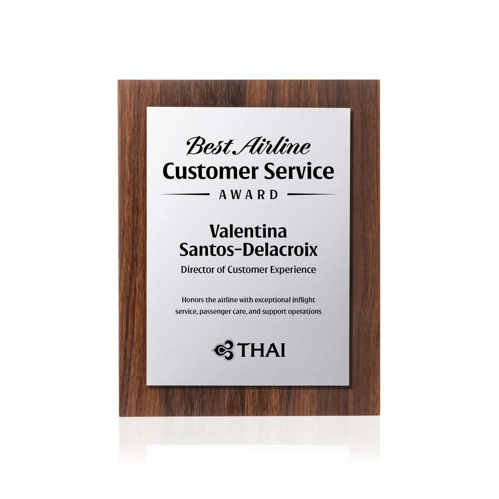 Custom Walnut Wall Plaque With Gold Engraving Plate for safety achievement programs