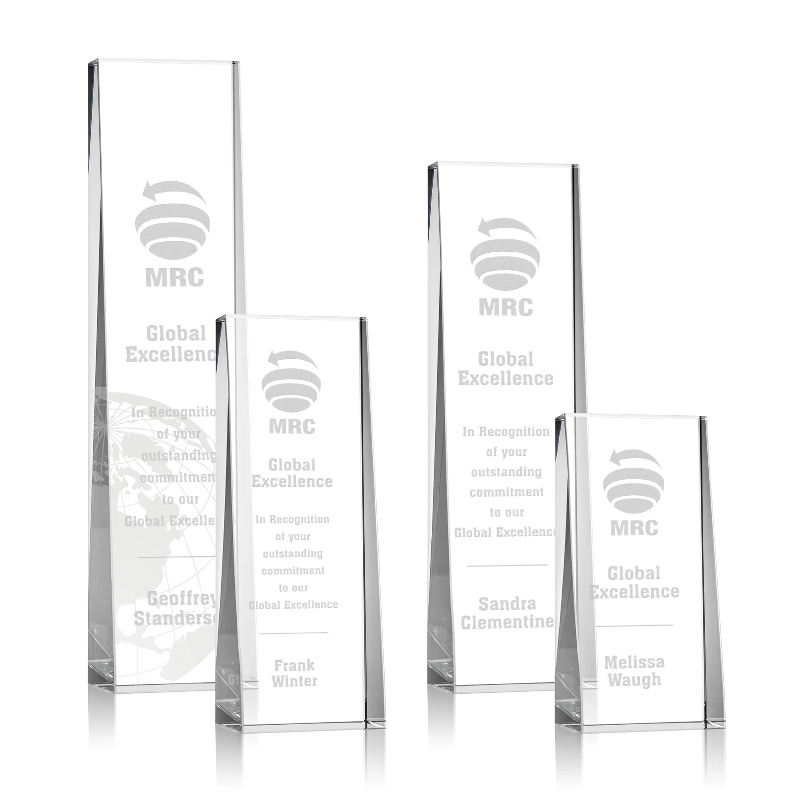 Custom Optical Crystal Tower Award With Slanted Front for employee recognition