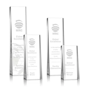 Optical Crystal Tower Award With Slanted Front