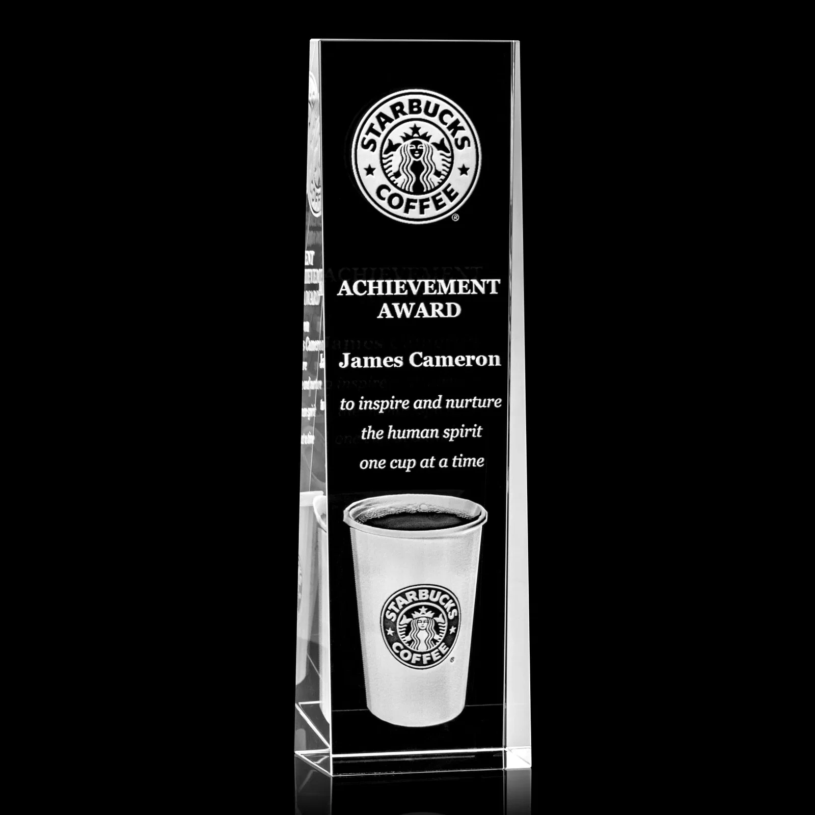 Custom Optical Crystal Tower Award With Slanted Front for dealer and partner awards