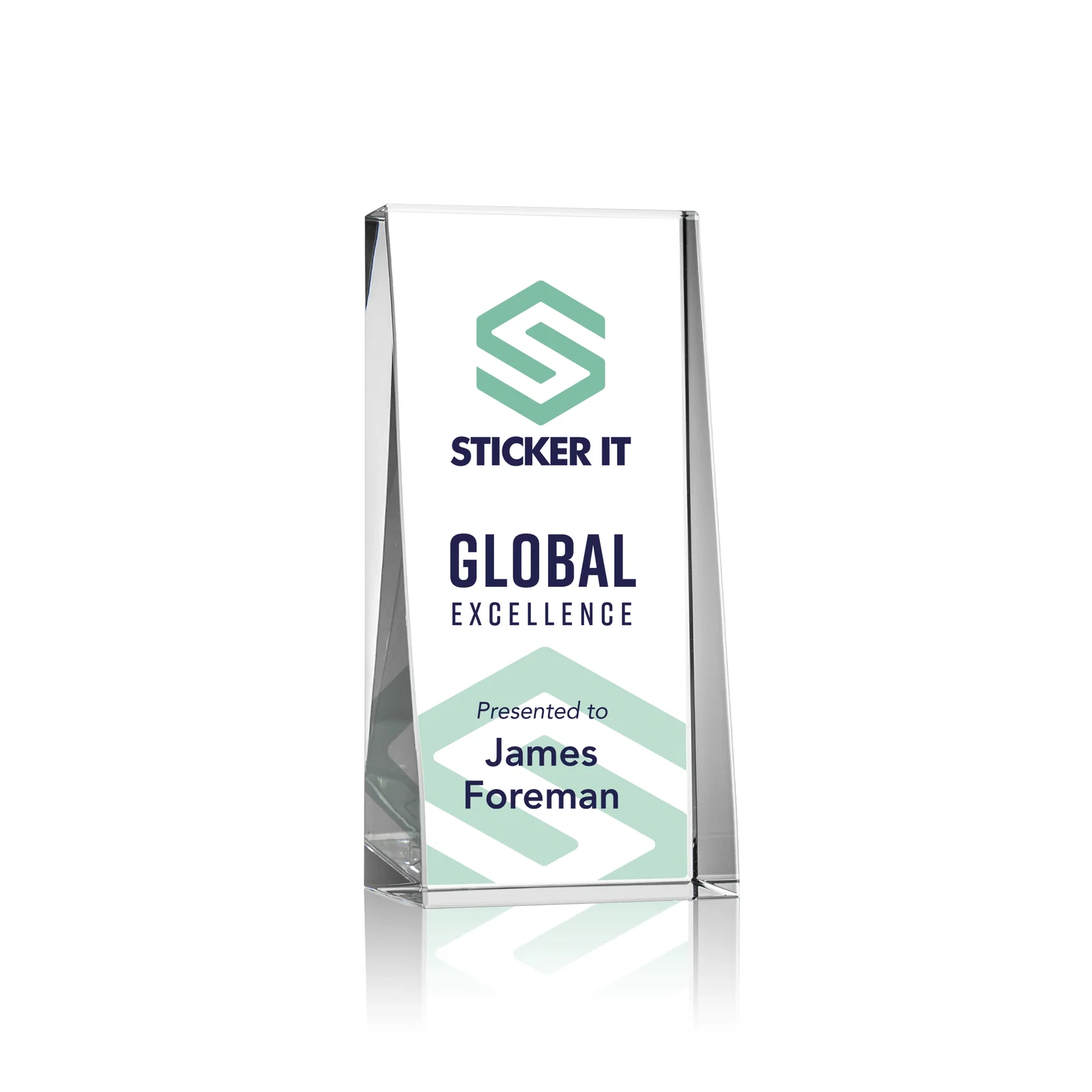 Personalized Optical Crystal Tower Award With Slanted Front for employee recognition