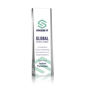 Optical Crystal Tower Award With Slanted Front