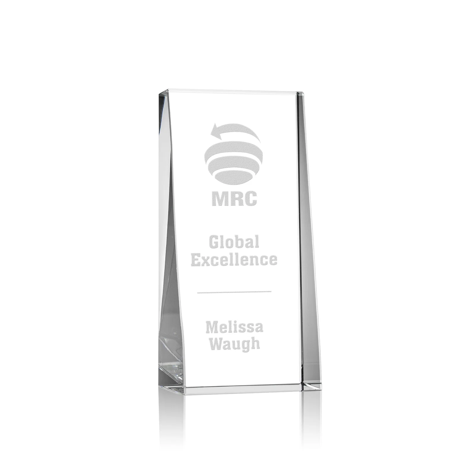 Custom Optical Crystal Tower Award With Slanted Front for corporate award ceremonies
