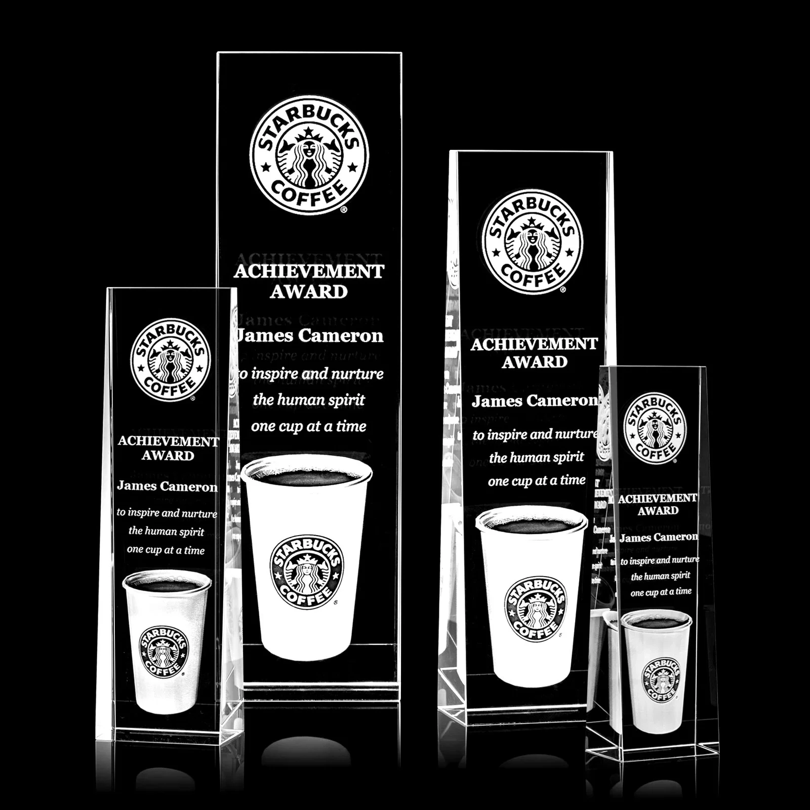 Custom Optical Crystal Tower Award With Slanted Front for donor appreciation