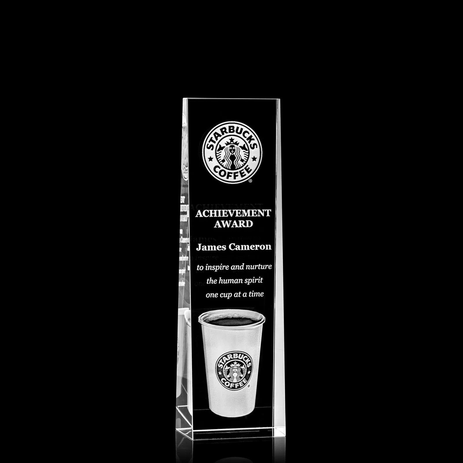 Custom Optical Crystal Tower Award With Slanted Front for graduation ceremonies