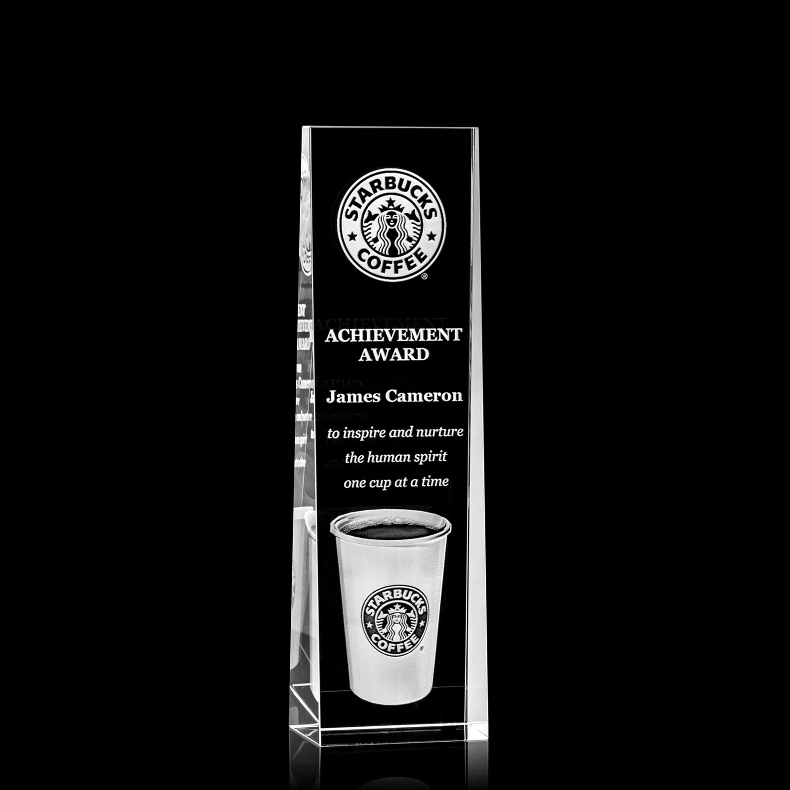 Custom Optical Crystal Tower Award With Slanted Front for safety achievement programs