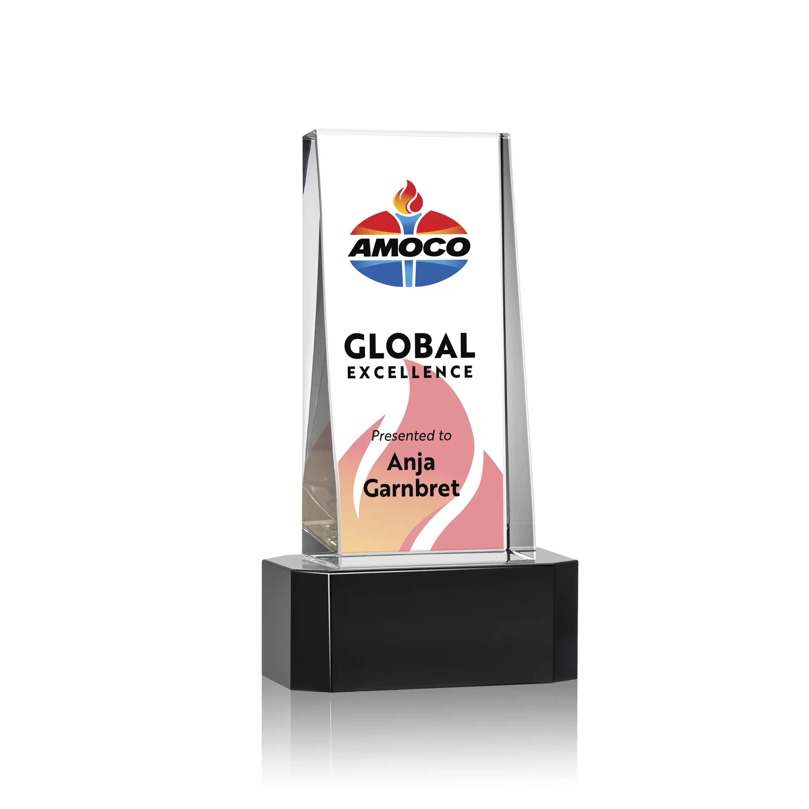 Promotional Optical Crystal Slant-Front Tower Award on Clear Base, awards for graduation ceremonies