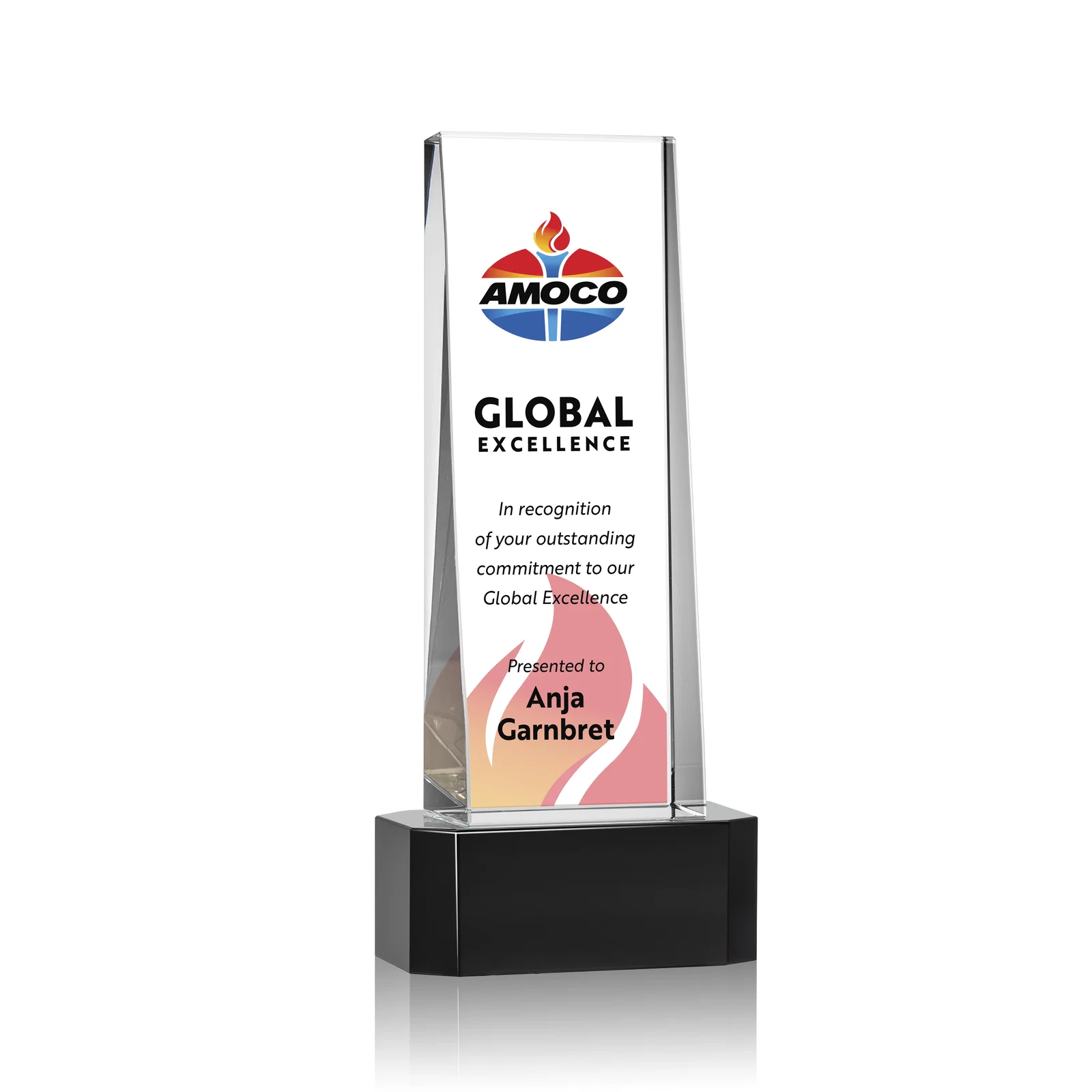Promotional Optical Crystal Slant-Front Tower Award on Clear Base, awards for safety achievement programs