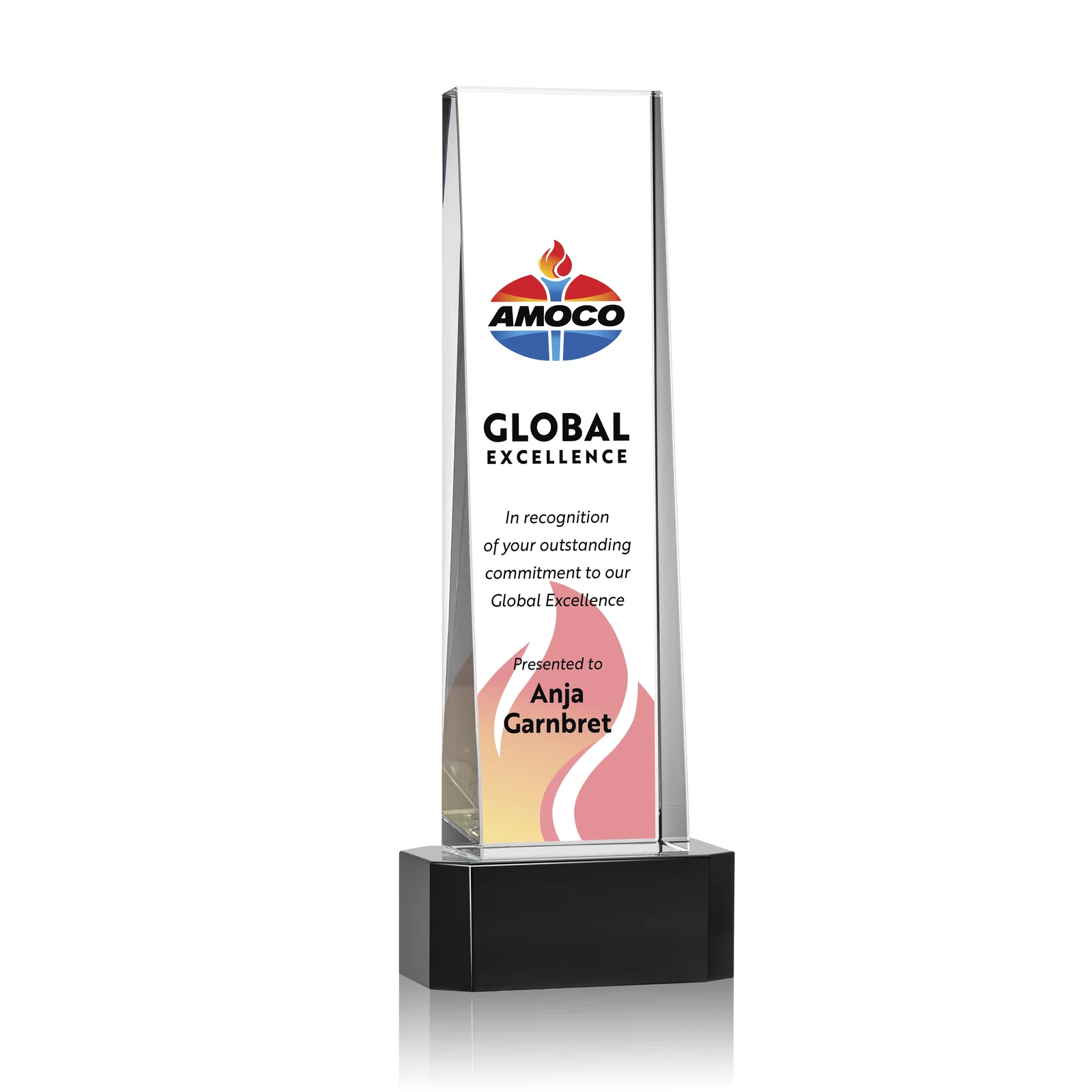 Promotional Optical Crystal Slant-Front Tower Award on Clear Base, awards for volunteer appreciation
