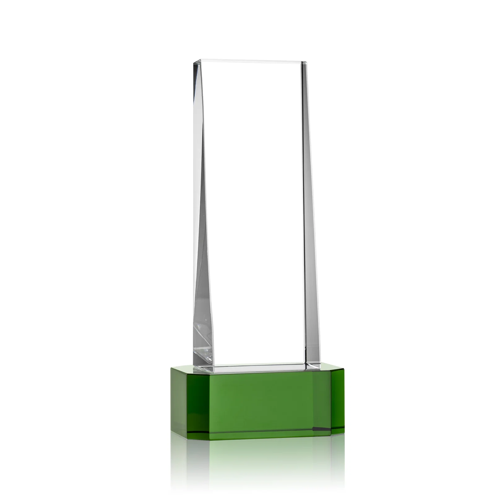 Branded Optical Crystal Slant-Front Tower Award on Clear Base, awards for volunteer appreciation
