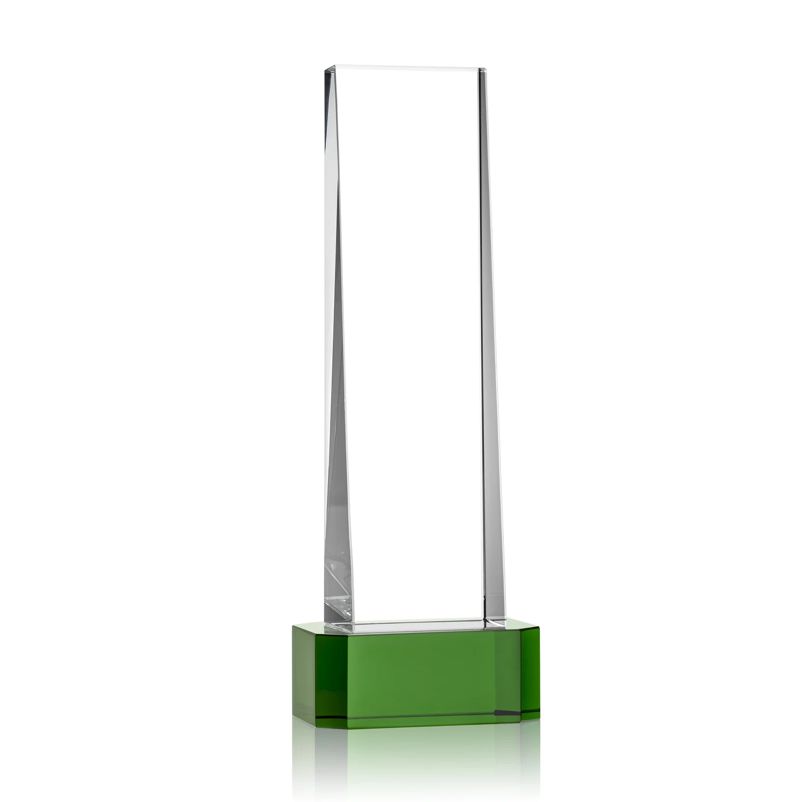 Branded Optical Crystal Slant-Front Tower Award on Clear Base, awards for dealer and partner awards