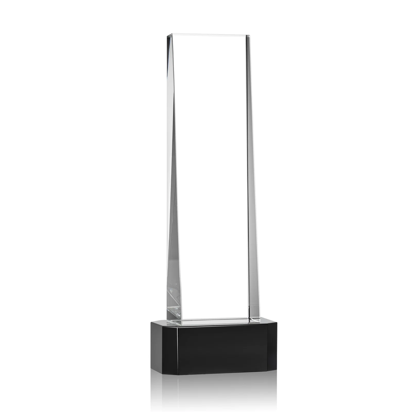 Custom printed Optical Crystal Slant-Front Tower Award on Clear Base, awards for service anniversary gifts