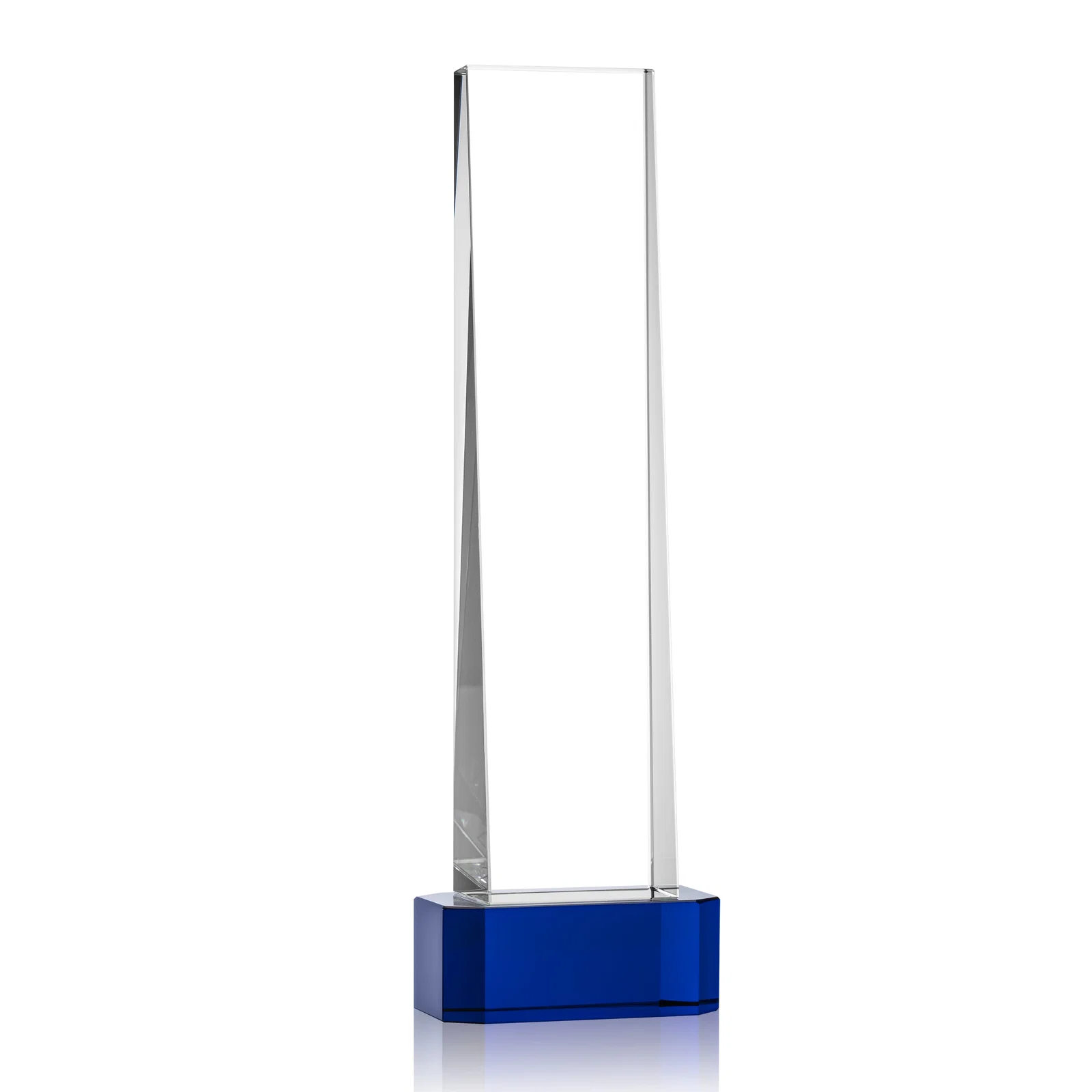 Custom printed Optical Crystal Slant-Front Tower Award on Clear Base, awards for graduation ceremonies