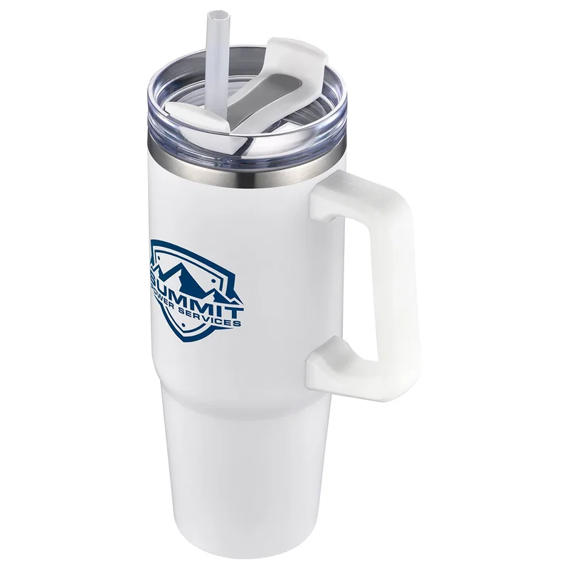 Back view of the custom Milo 30 oz Vacuum Insulated Stainless Steel Mug
