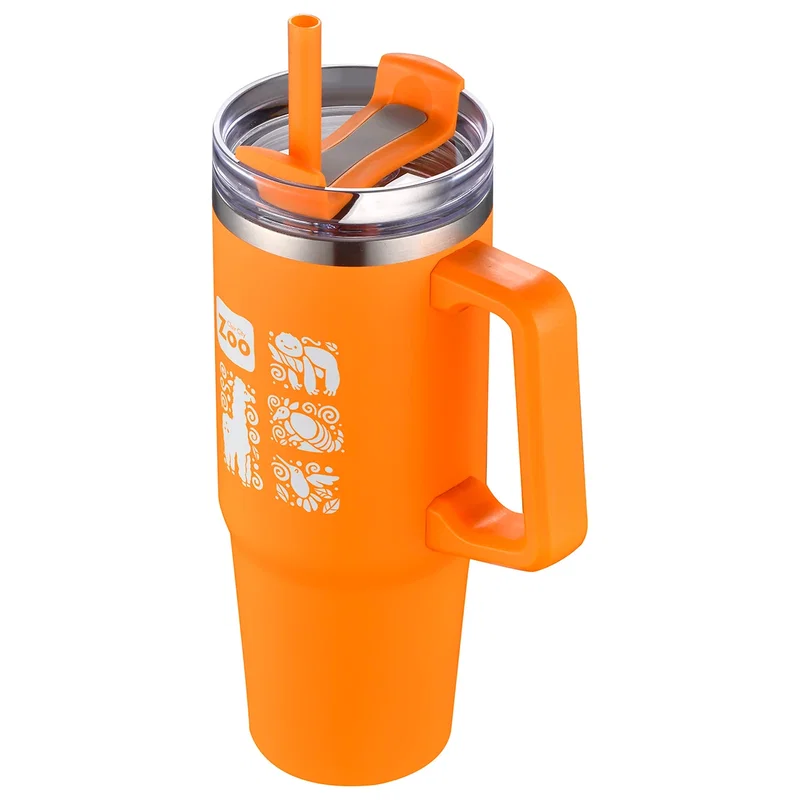 Top-down view of the Milo Mug's lid opening and straw port