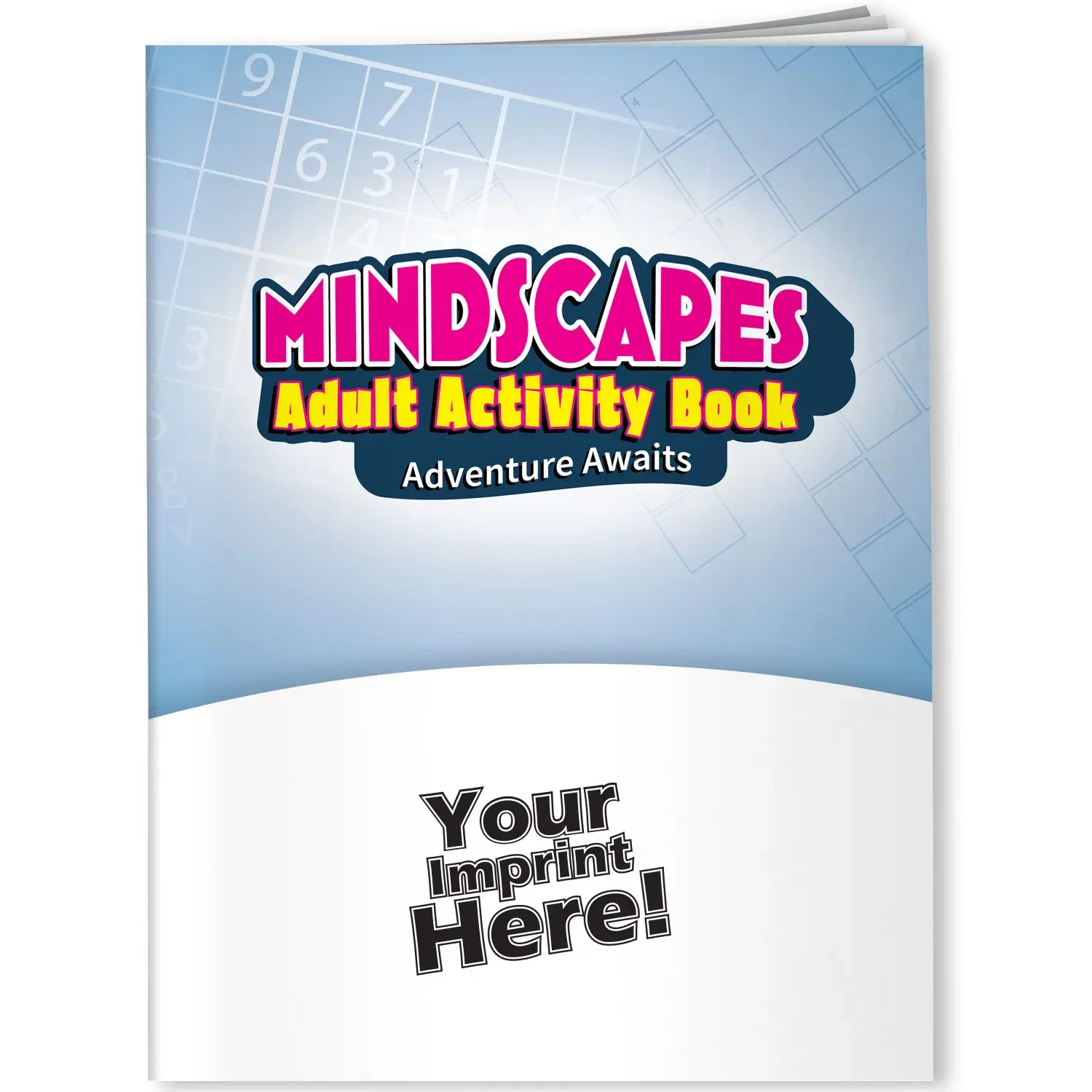 Mindscapes Adventure Awaits activity book front cover with brain-workout puzzles and coloring