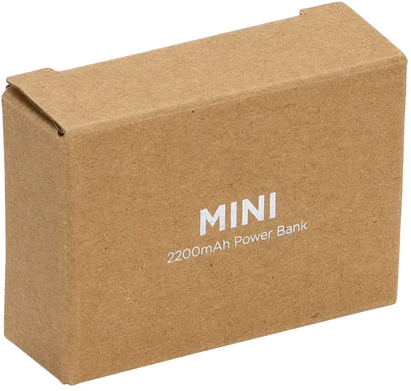 Mini power bank showing the logo imprint area, pocket-size promotional portable charger