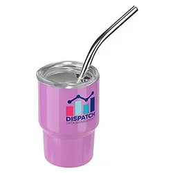Mini Belmont 3 oz tumblers group shot, custom branded promotional stainless steel straw cups