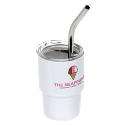 Mini Belmont 3 oz tumbler size comparison, custom branded promotional stainless steel mini cup