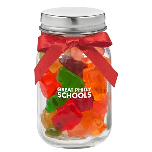 Mini Glass Mason Jar with Bow Accent — view 3
