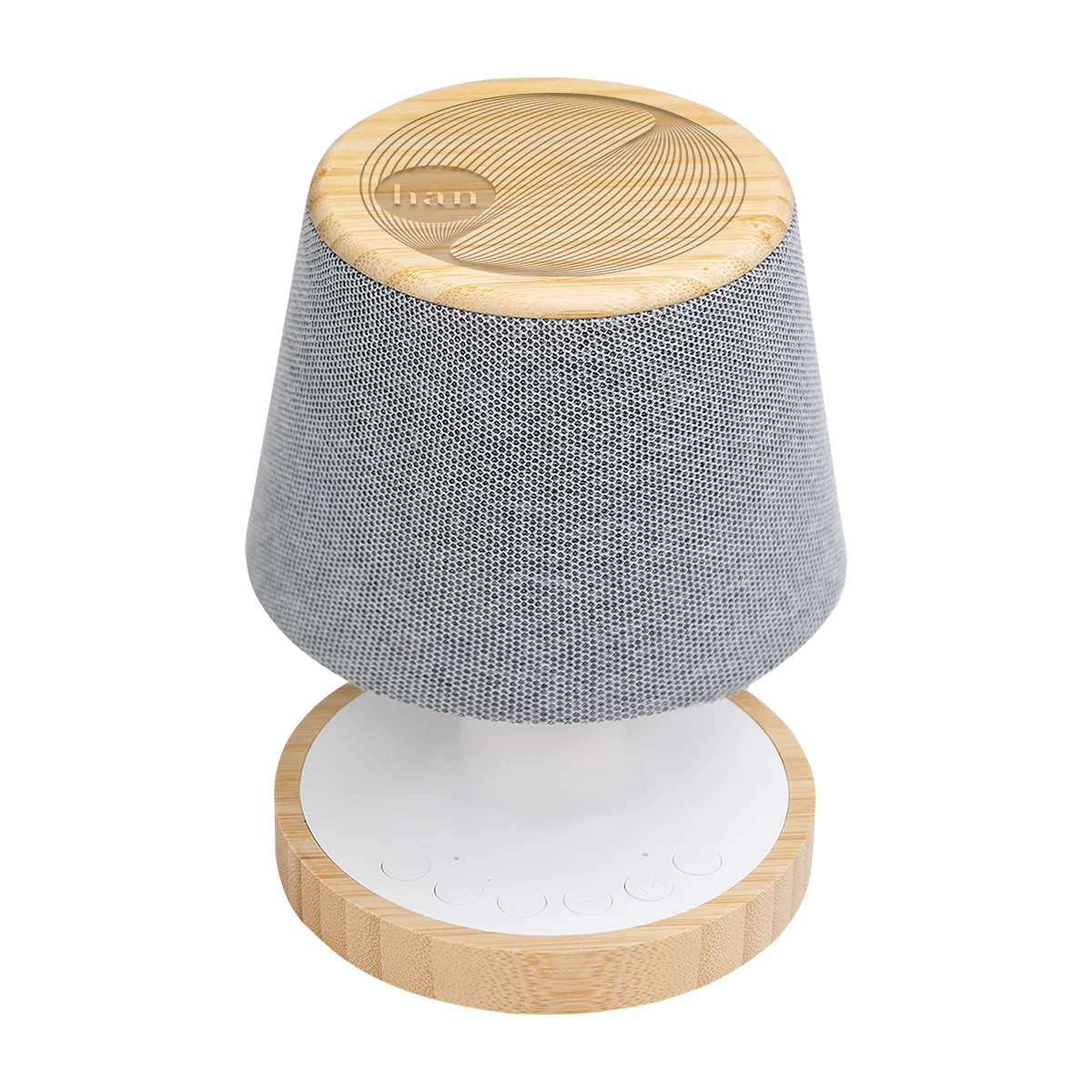 Mini bedside lamp combining a speaker and sound machine
