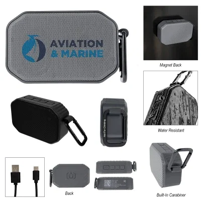Clipped onto a backpack strap for hands-free listening