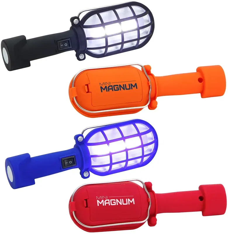 Mini Magnum custom branded COB work light front view showing logo imprint area