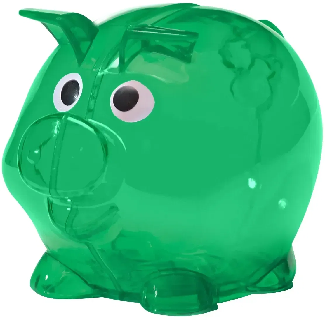 Logo piggy bank in molded plastic sized for a desktop