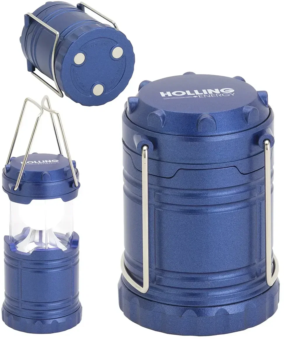 Custom branded pop-up lantern collapsed flat, side view