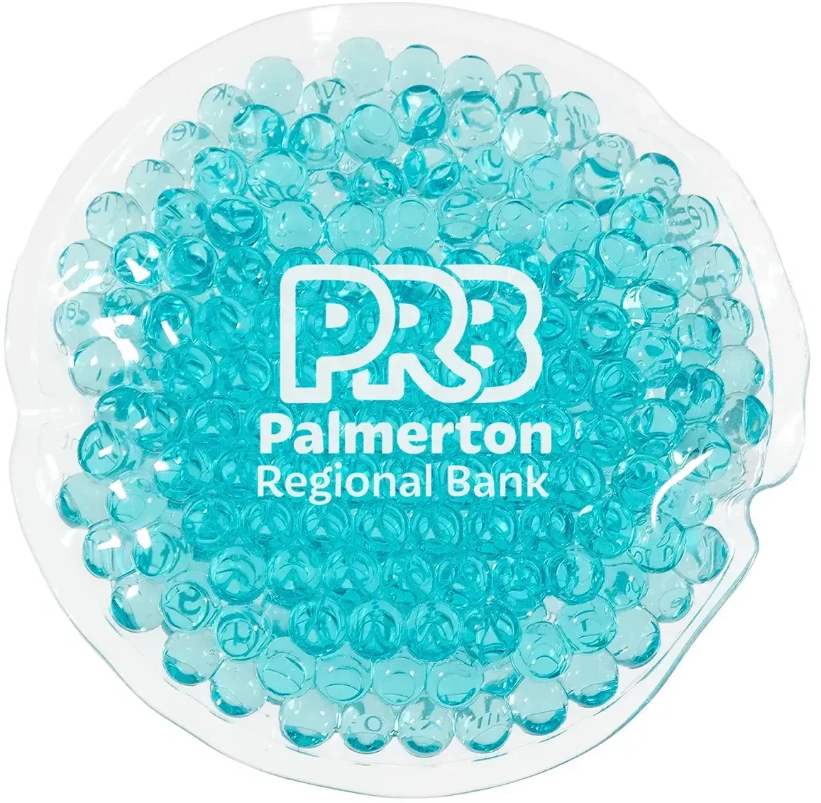 Branded Mini Round Aqua Pearls pack angled view of pocket-sized hot and cold disc